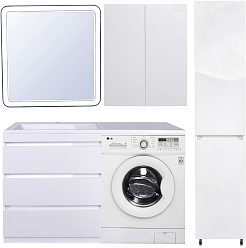 Style Line Тумба с раковиной Даллас 150 L 3 ящика под стиральную машину – фотография-15